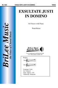 Exsultate Justi in Domino SA choral sheet music cover Thumbnail